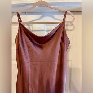 Satin Cowl Neck Midi Slip Dress